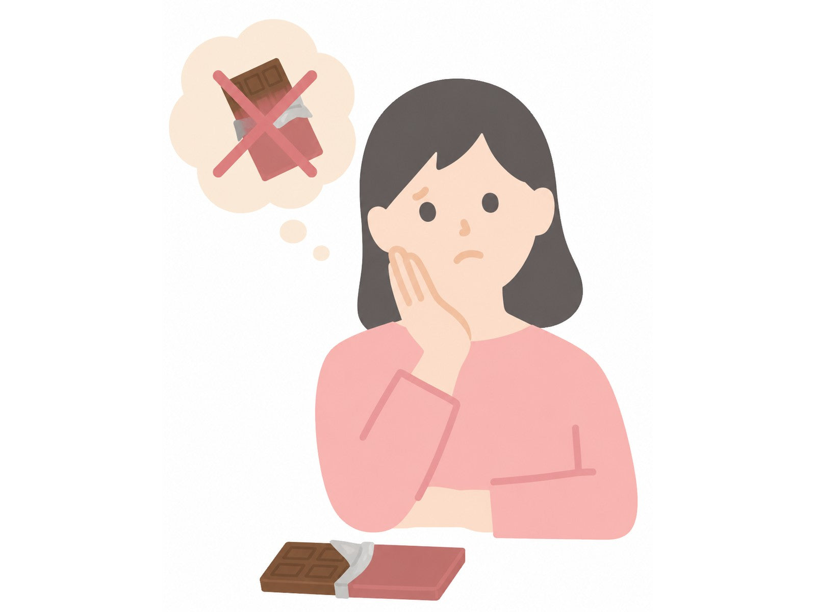 チョコレートを食べられない女の子のイラスト